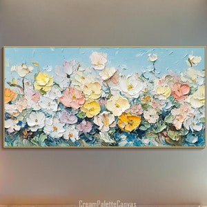 Original 3D Abstract Colorful Flower Painting On Canvas Floral Nature Textured Wall Art Home Decoration Botanical Wall Art Living Room Decor