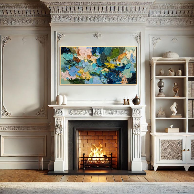Abstract Flower Oil Painting on Canvas 3D Textured Floral Wall Art ...