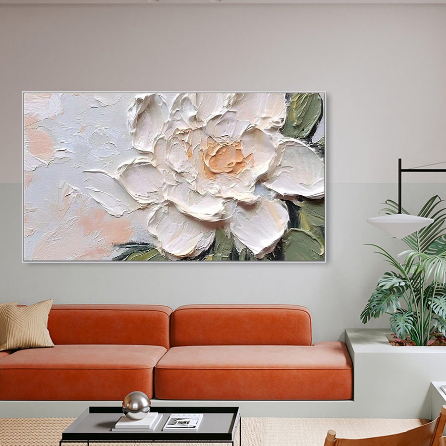Original Abstract Flower Painting on Canvas 3D Textured Wall Art Wall ...