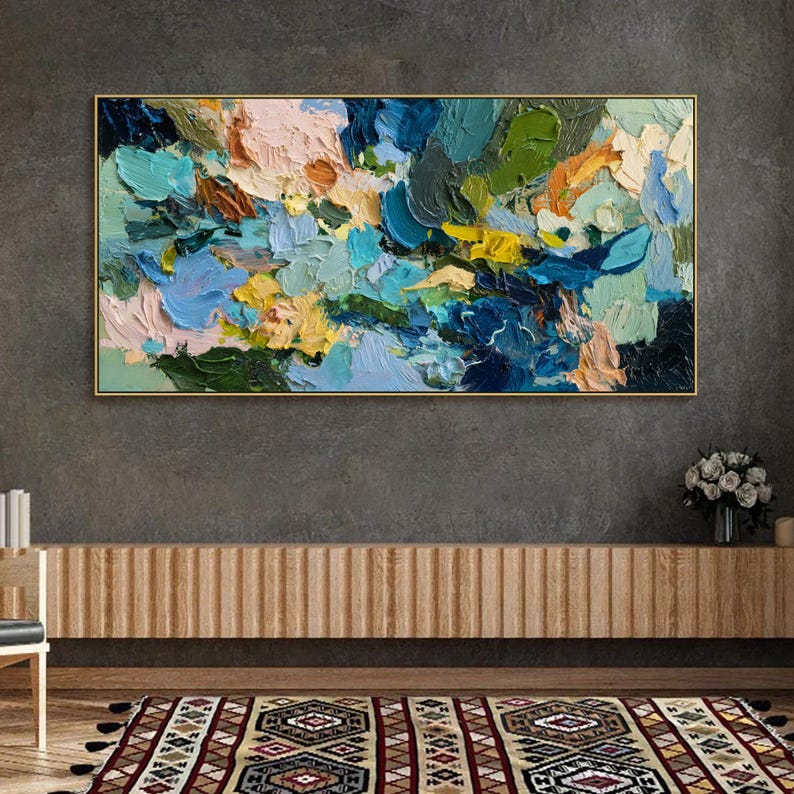 Abstract Flower Oil Painting on Canvas 3D Textured Floral Wall Art ...