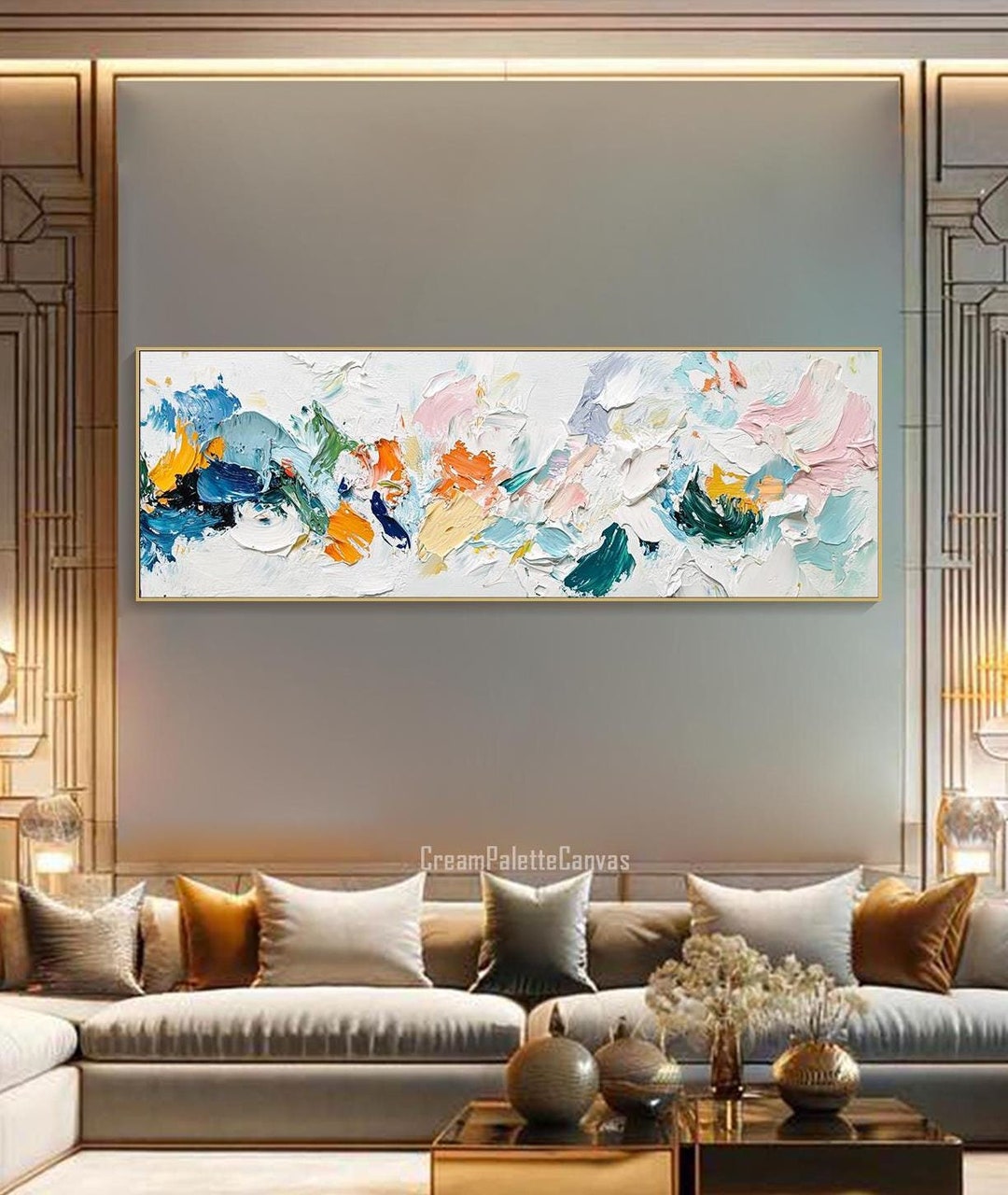 Large 3D Framed Abstract Colorful Textured Look Art Boho Vibrant