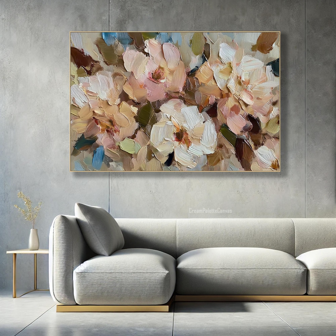 3D Colorful Floral Oil Painting on Canvas Bold Impasto Flower Textured ...