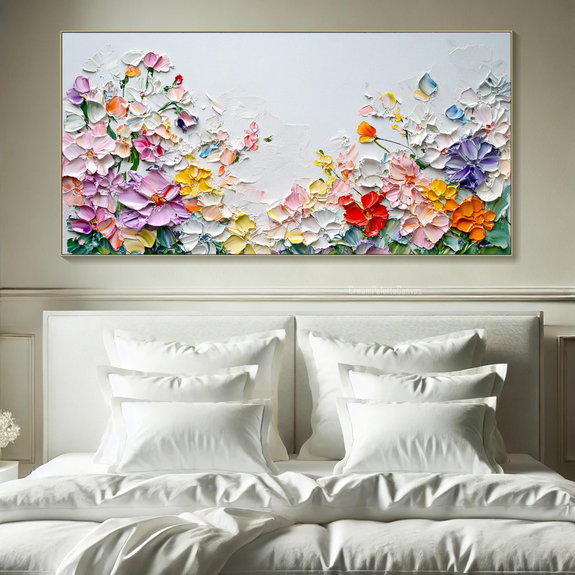 3D Large Colorful Floral Textured Wall Art Abstract Flower Painting on ...