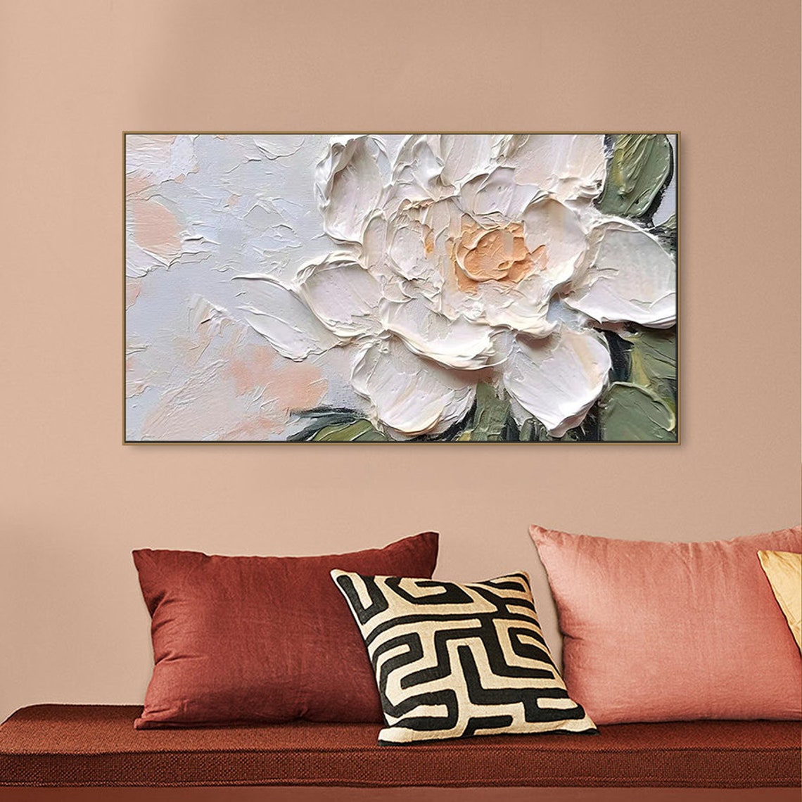Original Abstract Flower Painting on Canvas 3D Textured Wall Art Wall ...
