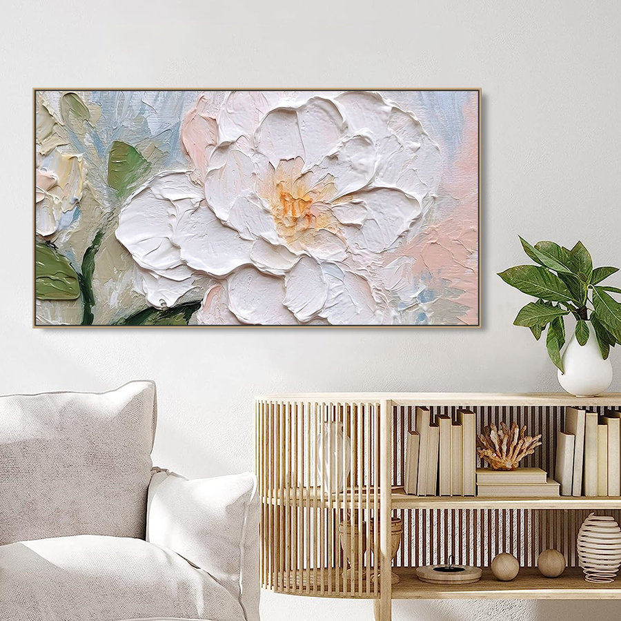 Original Abstract Flower Painting on Canvas 3D Textured Wall Art Wall ...