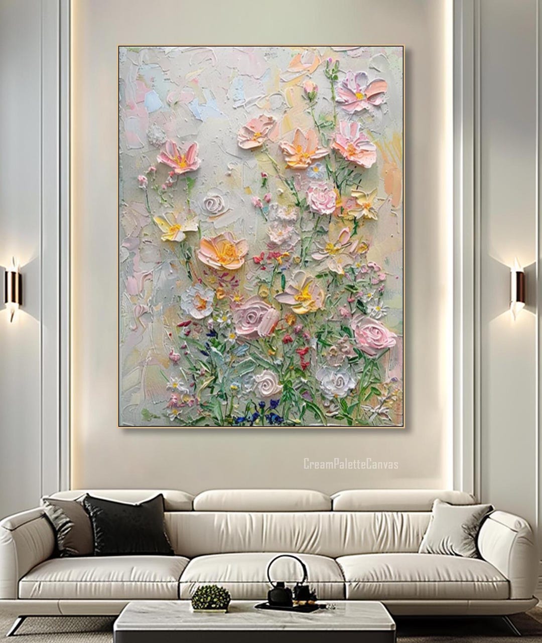 3D Vibrant Garden Flower Textured Wall Art Impasto Floral Oil Painting ...