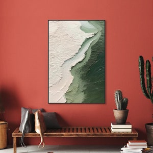 3D Ocean Wave Green Texture Oil Painting Wabi-Sabi Art Abstract Art Living Room Decor Hand-painted Modern Abstract Original Canvas painting image 6