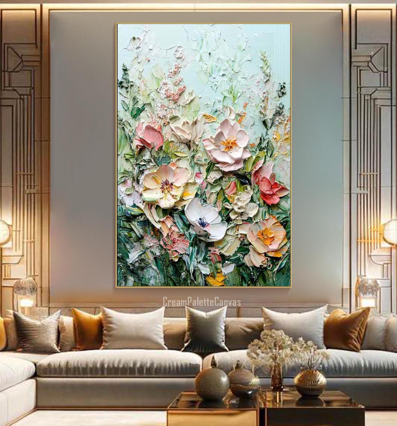 Abstract Botanical 3D Textured Floral Wall Art Wildflower Impasto Oil ...