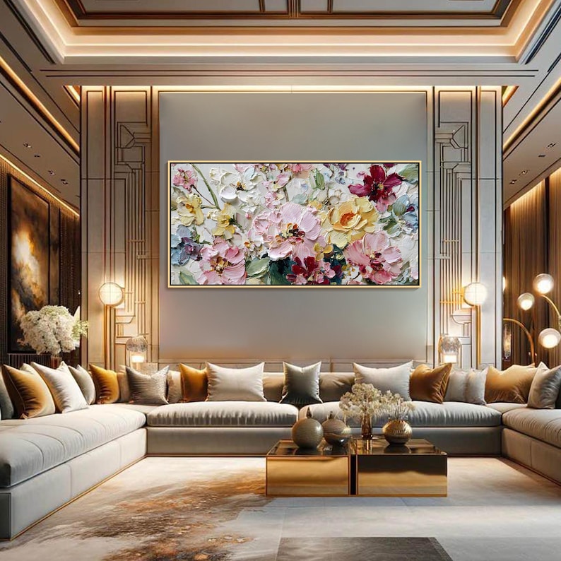 3D Textured Floral Wall Art Large Vibrant Flower Oil Painting on Canvas ...