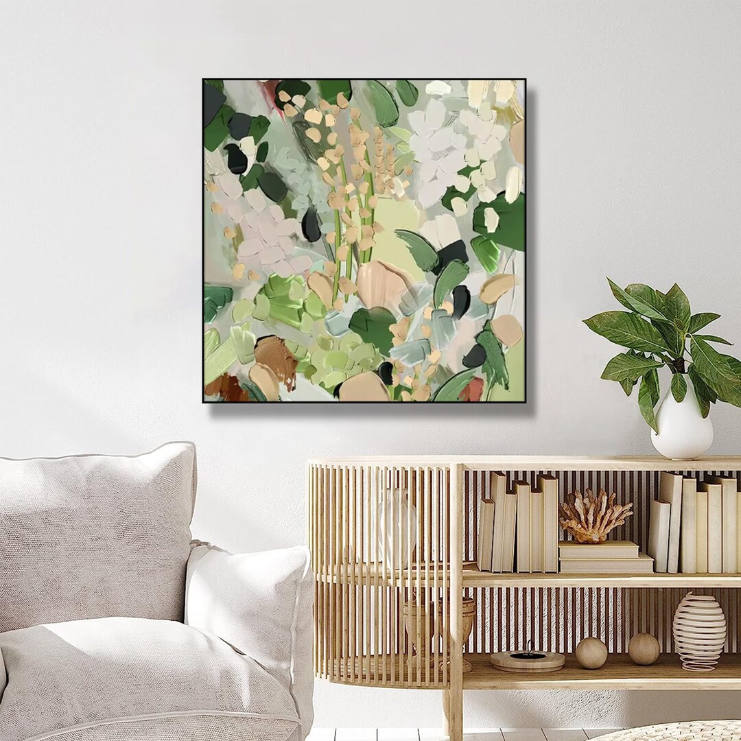 Green Abstract Flower 3D Textured Wall Art Painting on Canvas ...