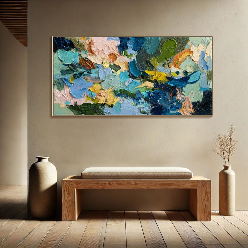 Abstract Flower Oil Painting on Canvas 3D Textured Floral Wall Art ...