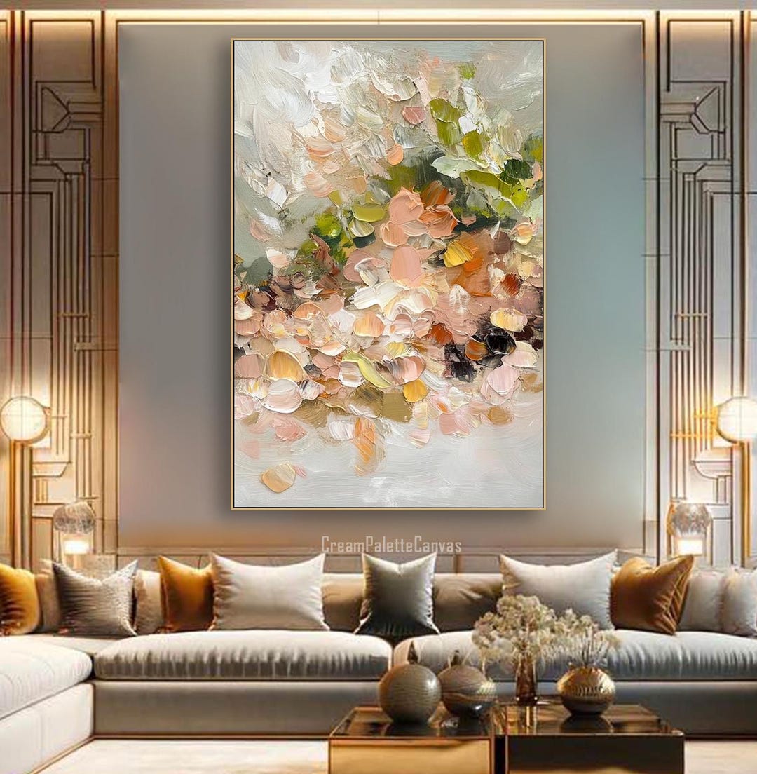 Image showcasing Colorful Abstract 3D Heavy Textured Wall Art Floral Oil Painting on ...