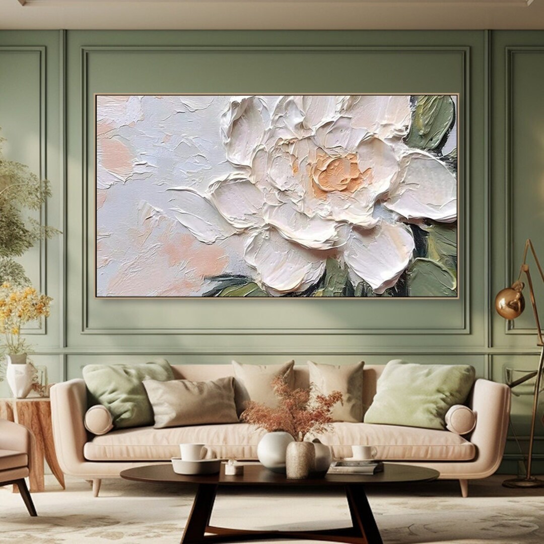 Original Abstract Flower Painting on Canvas 3D Textured Wall Art Wall