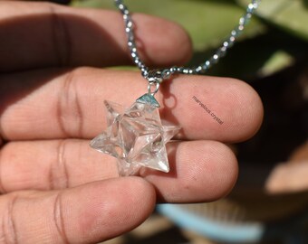Natural Clear Quartz Merkaba Pendant 