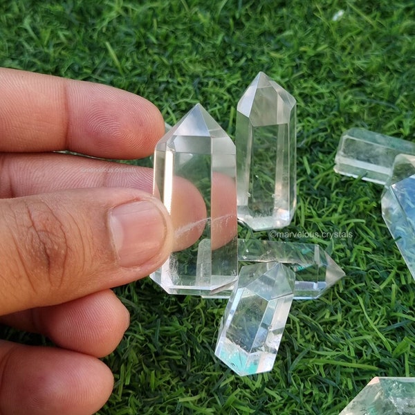 Set of 5 Clear Quartz Point, Standing Polished Clear Quartz Point, Clear Quartz Tower Points, Wholesale Crystal, Bulk Crystal Point For Gift