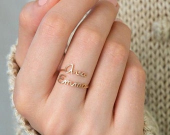Two Name Ring Etsy