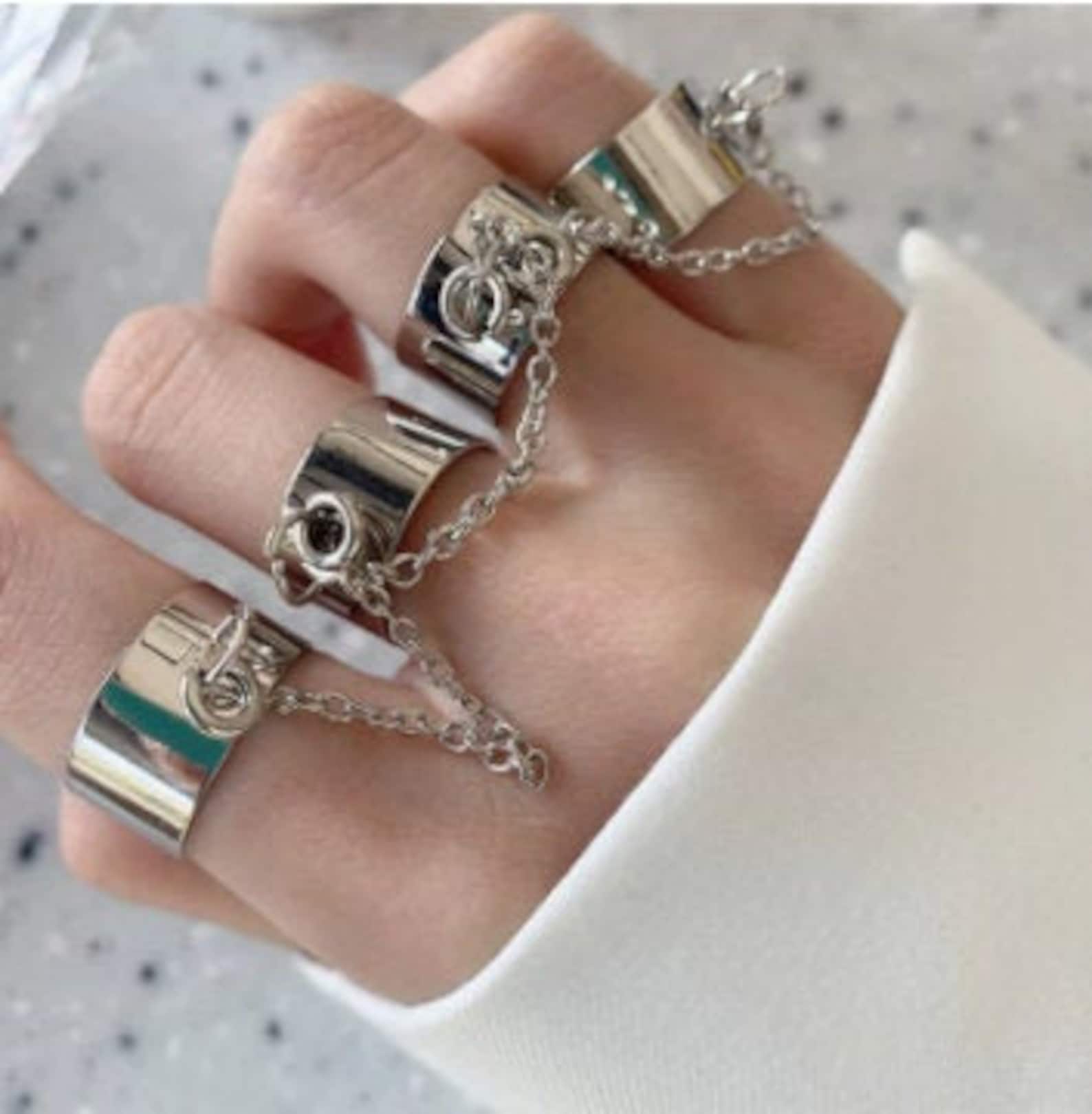 Adjustable Chain Rings Personalities anime Ring Silver Punk Etsy
