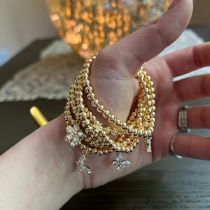18k Gold filled bracelets, 14K gold filled bracelets, good filled beaded bracelets,jewelry gifts,elastic gold bracelet, gold stack bracelet