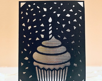 Cupcake birthday card, handmade birthday card