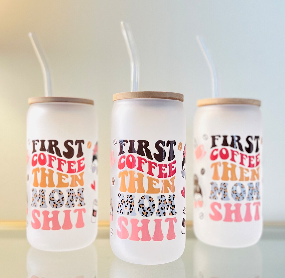 16oz Glass Cup With Bamboo Lid and Glass Straw. Reusable Glass Cup - Etsy