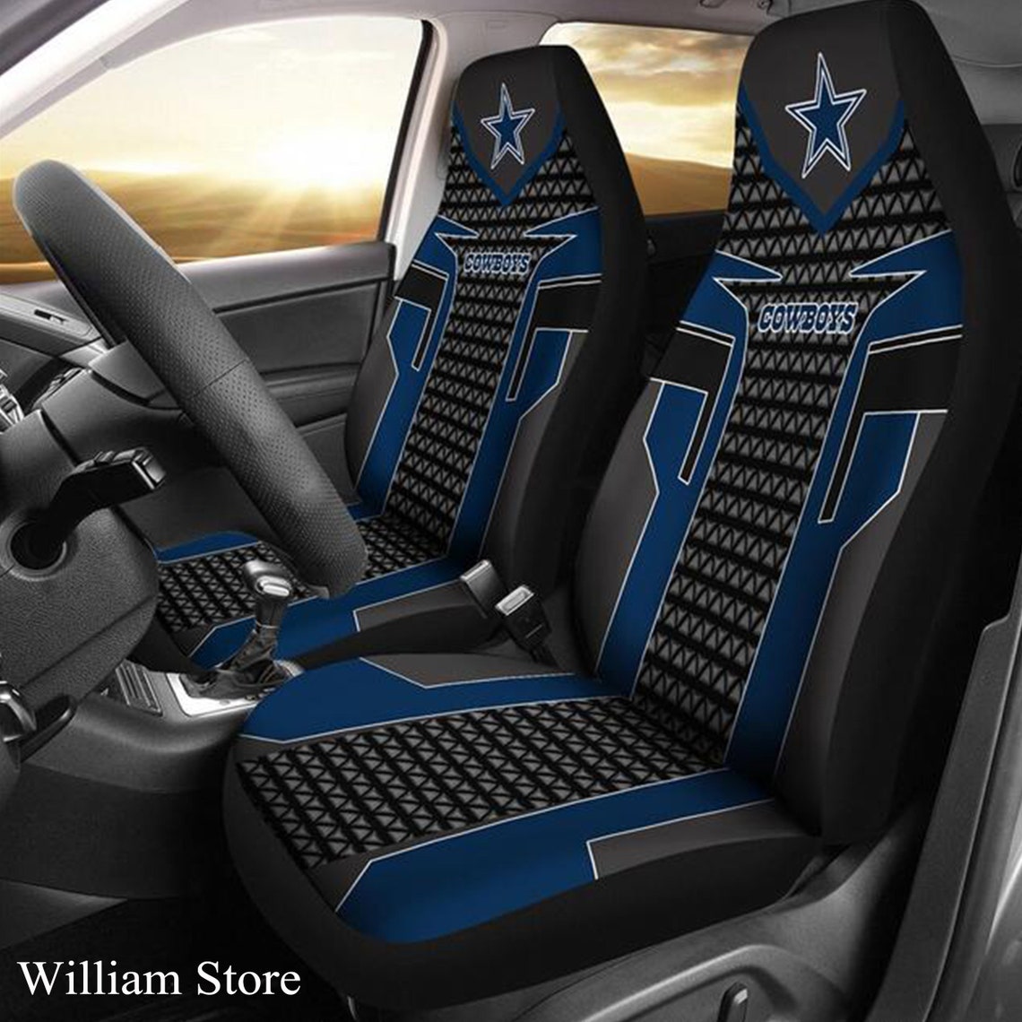 Dallas Cowboys Car Seat Covers 2 Front Seat Cover Dallas Etsy