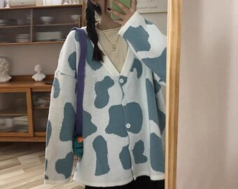 Cow Print Cardigan Harajuku Cardigan 