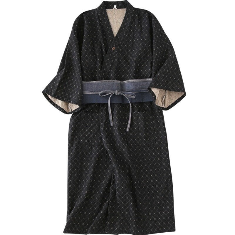 New Japanese Kimono Robe, Men's Yukata, Men's Summer Robe, Cotton Robe