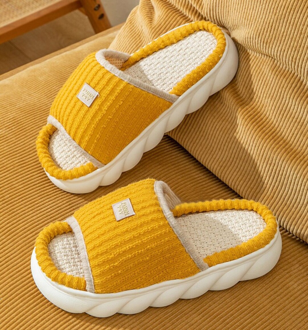 Japanese Linen Slippers Simple House Slippers Couple Etsy