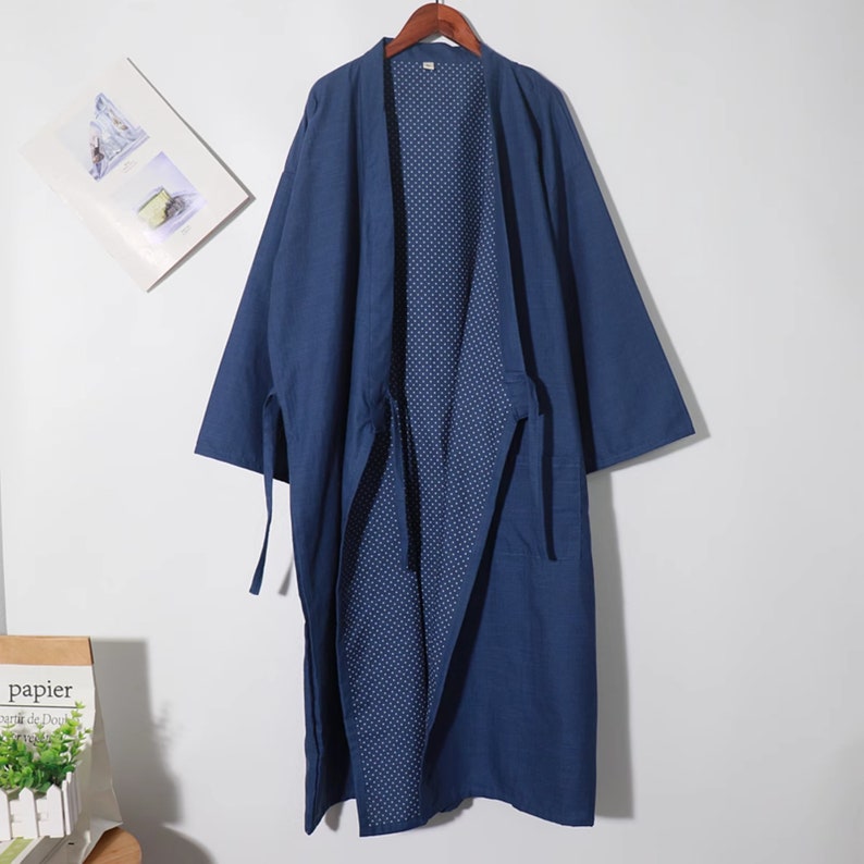 Mens Kimono Robe Natural Loungewear Dark Grey Kimono Men Etsy