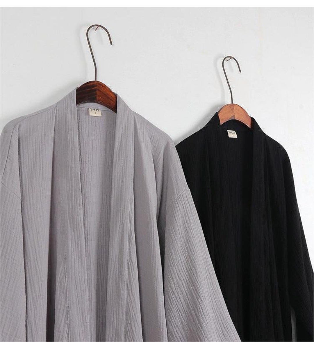 Japanese Kimono Robe, Men's Cotton Kimono Robe, Minimalist Robe, Home ...
