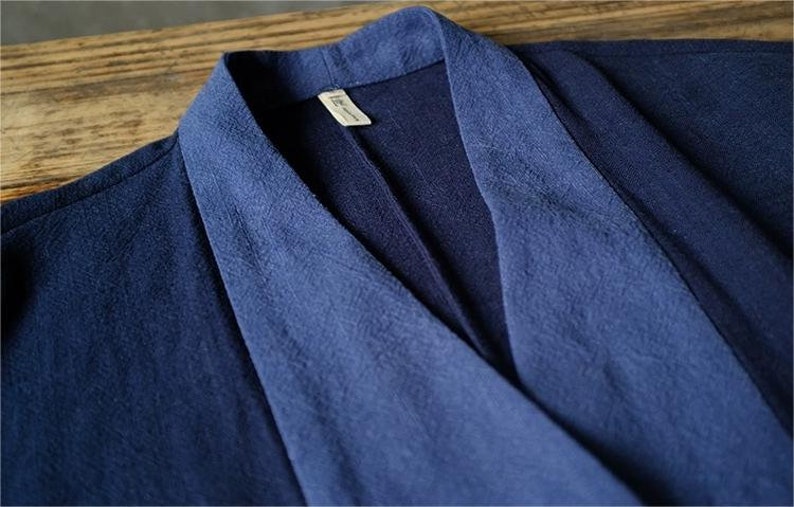 Blue Men's Vintage Robe, Autumn Men's Yukata, Vintage Haori Robe, Men's ...