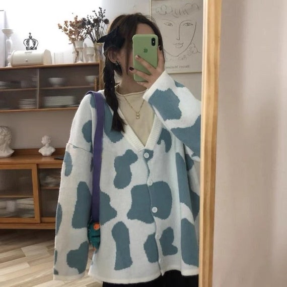 Cow Print Cardigan Harajuku Cardigan 