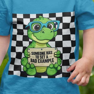 Dinosaur Toddler T-shirt, Checker Board Kids Tee, Funny Dino Child Shirt, Toddler Graphic Tee, Child Bad Example Shirt