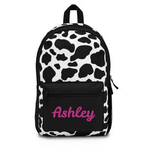 Sac à dos à imprimé vache, cartable personnalisé, sac à dos de voyage personnalisable, cadeau pour amoureux des animaux, sac à dos à motif vache unique