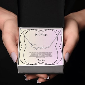 Colar com nome personalizado - Presente romântico para esposa, Joia escrita à mão