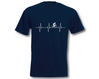 T-Shirt Herzschlag Fahrrad Rad Rennrad EKG Herren