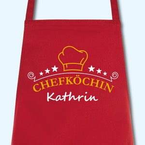 Schürze Damen Chefköchin mit Namen Wunschnamen Kochschürze Grillschürze Küchenschürze personalisiert Rot