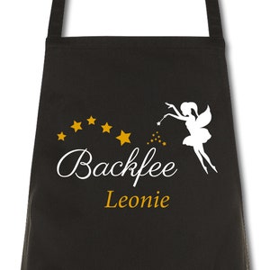 Apron ladies baking fairy personalized with name desired name cooking apron grill apron kitchen apron Black