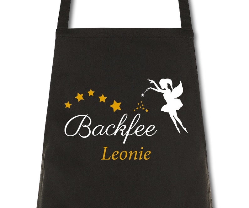 Apron ladies baking fairy personalized with name desired name cooking apron grill apron kitchen apron Black