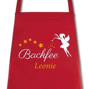 Apron ladies baking fairy personalized with name desired name cooking apron grill apron kitchen apron Red