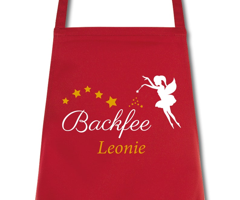 Apron ladies baking fairy personalized with name desired name cooking apron grill apron kitchen apron Red