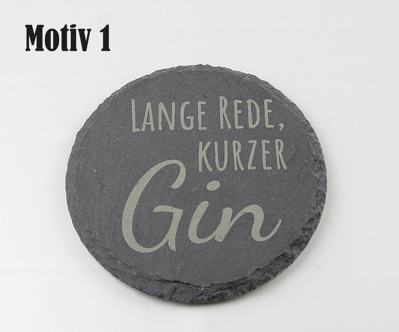 Untersetzer Schiefer Gin-Sprüche Geschenkidee Laser Gravur personalisiert Bild 5