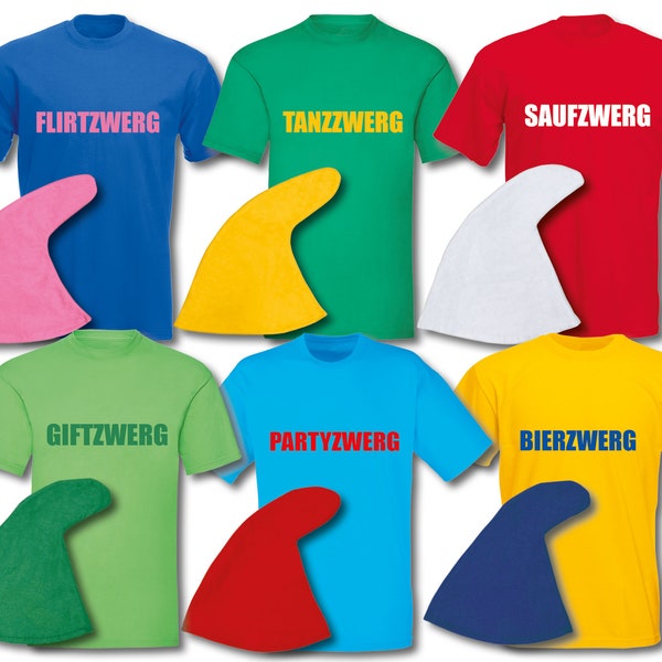 T-Shirt Herren Zwergen Kostüm Wunschtext Zwerg Karneval Fasching Gruppenkostüm