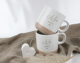 Personalisierte Tasse mit Namen Mr Mrs – Geschenkidee Hochzeit Brautpaar, Hochzeitgeschenk – Geschenk Weihnachten, Geburtstag