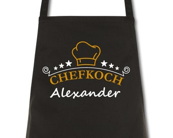 Apron men's chef with desired name cooking apron barbecue apron kitchen apron personalized