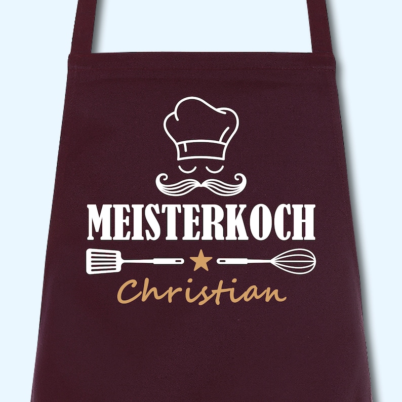 Schürze Männer Meisterkoch mit Namen Wunschnamen Kochschürze Grillschürze Küchenschürze personalisiert Burgundy
