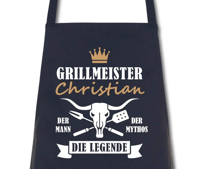 Schürze Männer Grillmeister mit Namen Wunschnamen Grillschürze Küchenschürze Kochschürze personalisiert Navy