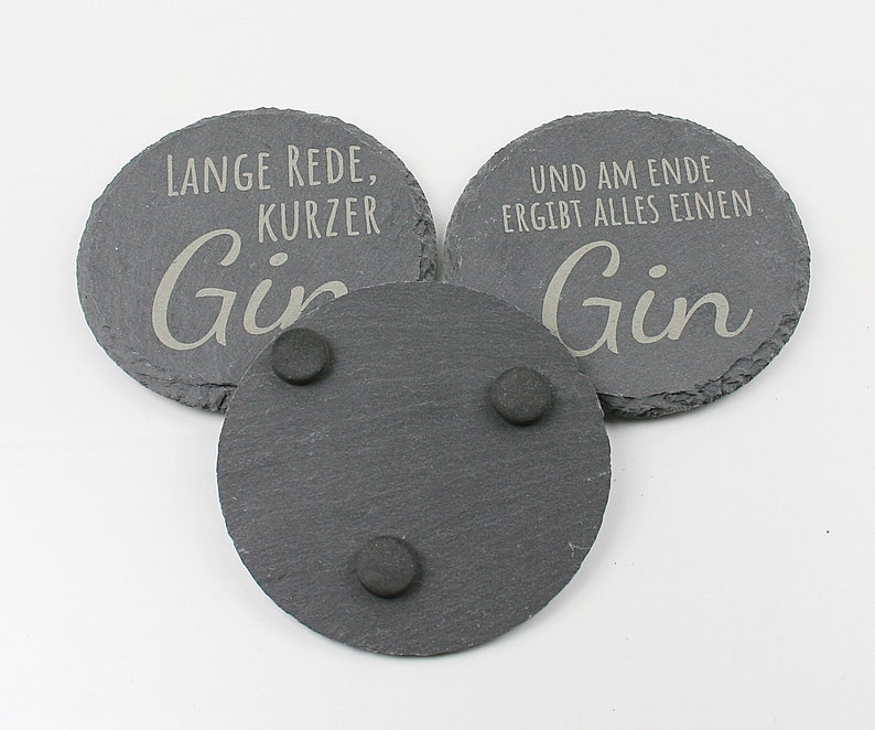Untersetzer Schiefer Gin-Sprüche Geschenkidee Laser Gravur personalisiert Bild 3