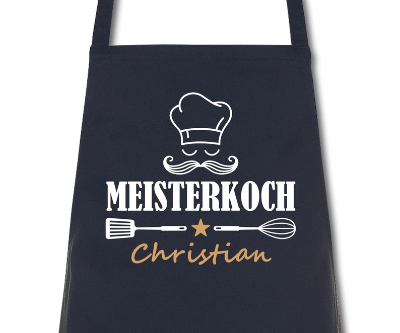 Schürze Männer Meisterkoch mit Namen Wunschnamen Kochschürze Grillschürze Küchenschürze personalisiert Navy