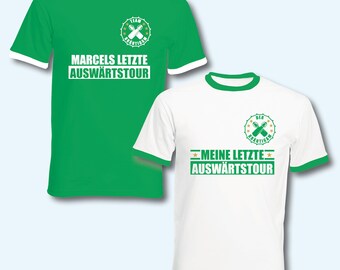 T-Shirt Trikot Retro-Shirt, JGA Auswärtstour, Junggesellenabschied, Fußball, Wunschname